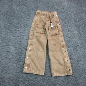 Rockstar Original Jeans Boys 8 Beige Wide-Leg Baggy Cargo Relaxed 23x26 NWT